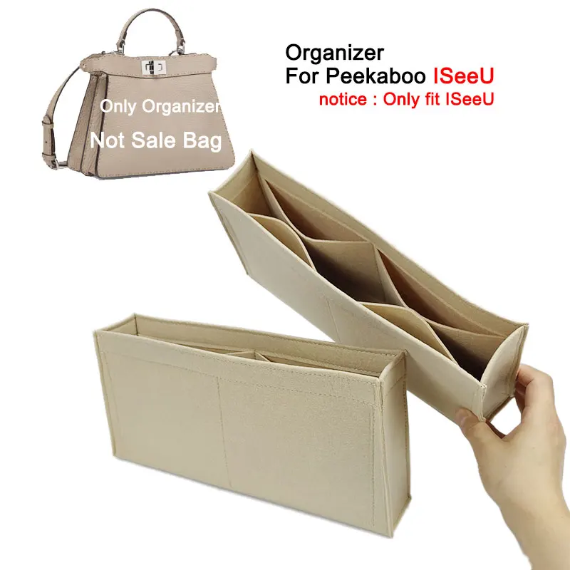 Purse Organizer Bag Insert Fit For Fendy Peekaboo ISeeU Medium Large Small Petite Bag Liner,Handbag Makeup Shaper,2 Pieces