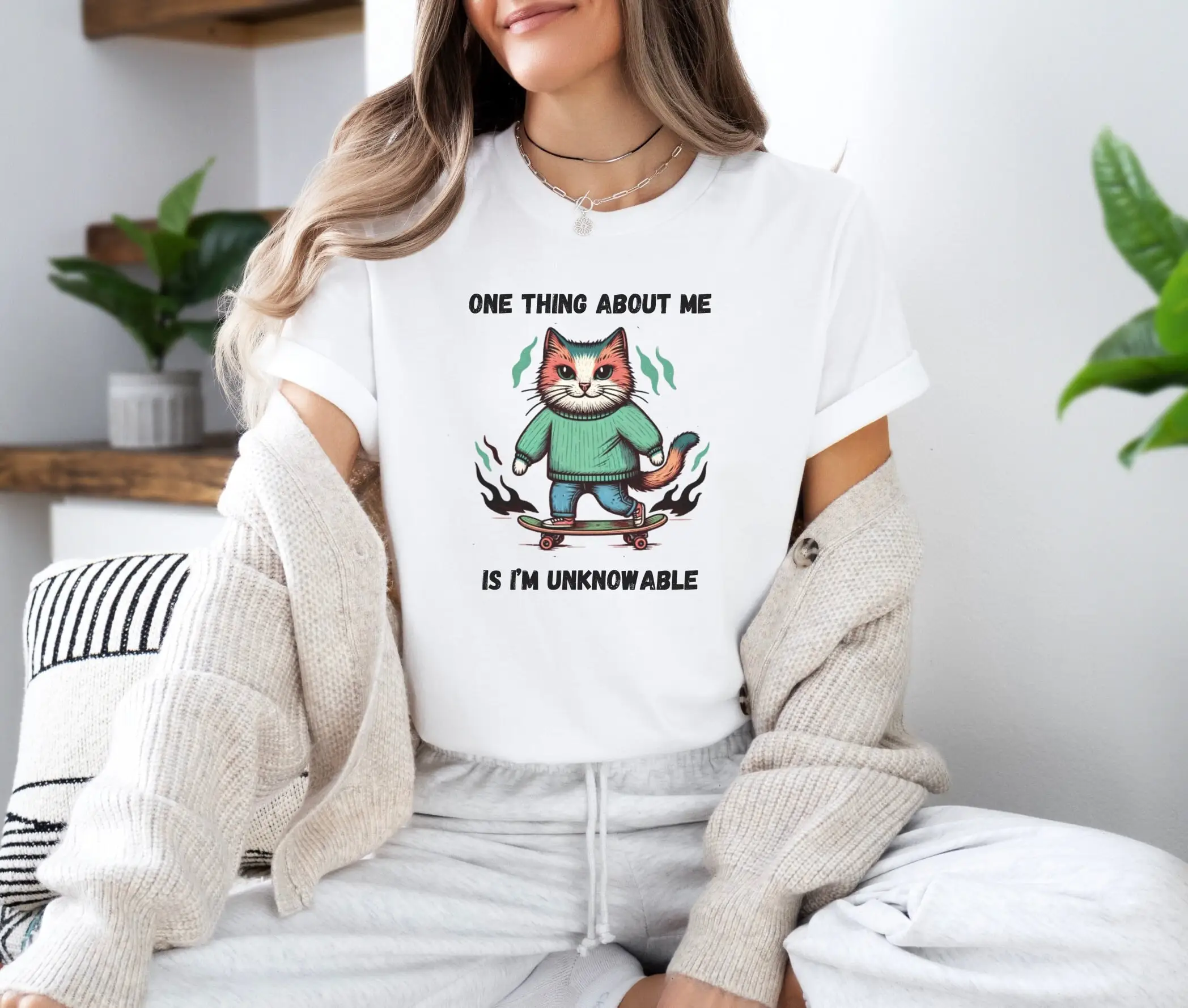 Unknowable Cat T Shirt Cotton Kitten Crazy Lady Funny Cute Whiskers For Her