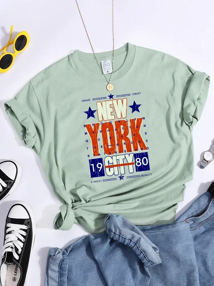 Summer Looset-Shirts All-Matchwomen Tee Shirt Urban Street New York City Established In 1980 Tee Shirts Essential Tee Tops Trend