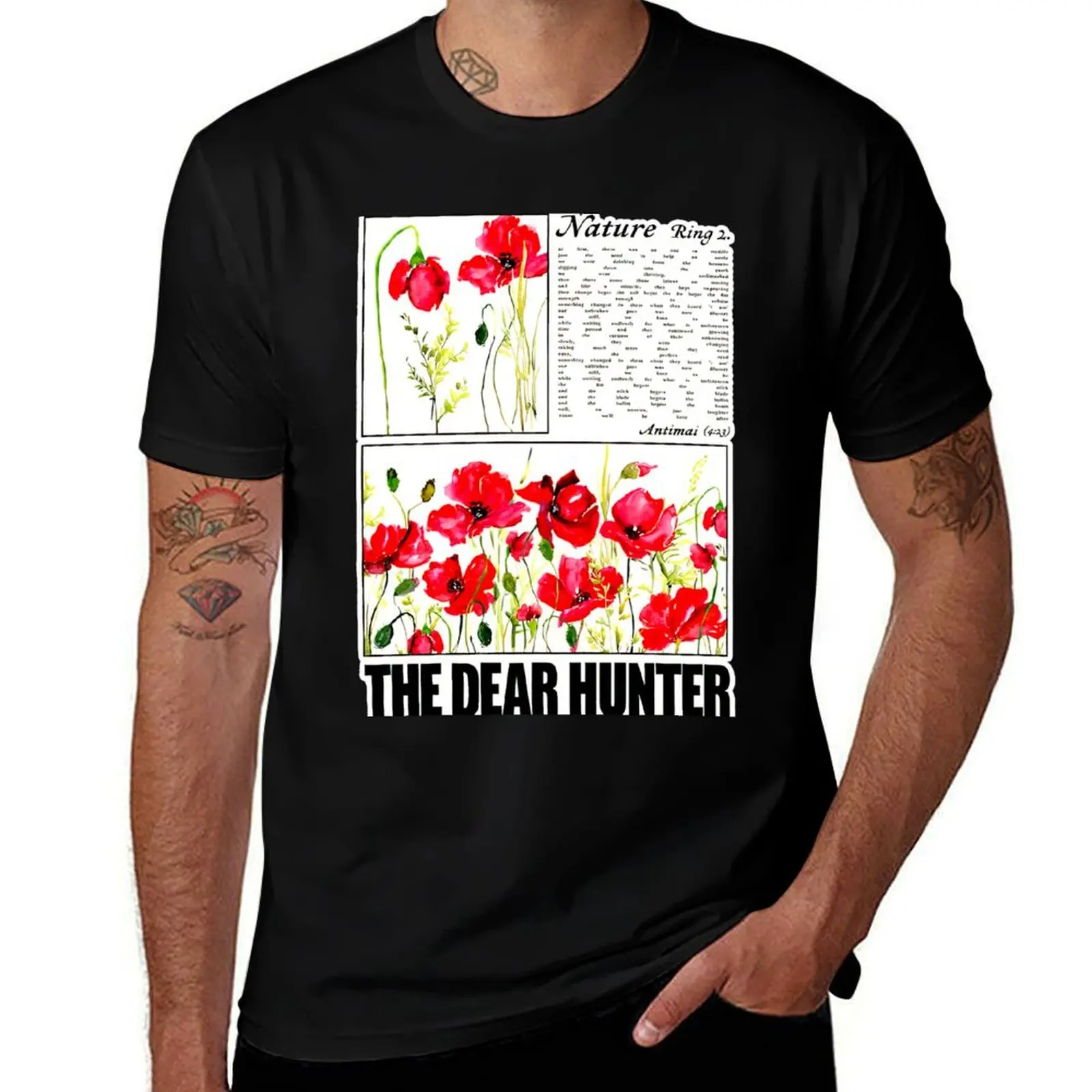 red flower nature T-Shirt Basic Solid Tee for Daily Use T-Shirt