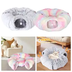 Cat Tunnel Bed Cat Toy Collapsible Soft Washable Portable Warm Dog Bed Cat Cave Tube for Puppy Bunny Indoor Cats Rabbit Ferret