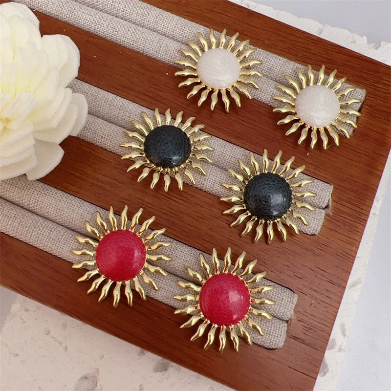 HOT 3Pair-25mm Retro Elegant Sunflower Sun Earrings For Women Bohemian Sun Shine Earrings  Earrings Jewelry Party Gifts