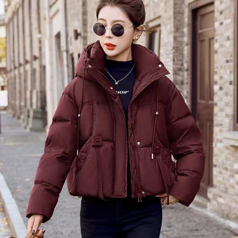 Winter Jacket for Women Lightweight White Duck Down Jacket Short Ashion Hooded Thick Warm Parkas  Loose Casual Women\'s Clothing