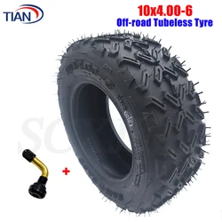 10x4.00-6 Off-Road Vacuum Tire with Air Valve for Electric Scooter 10 Inch 3.50-6 90/65-6 Widened Wear-resistant Tubeless Tyre