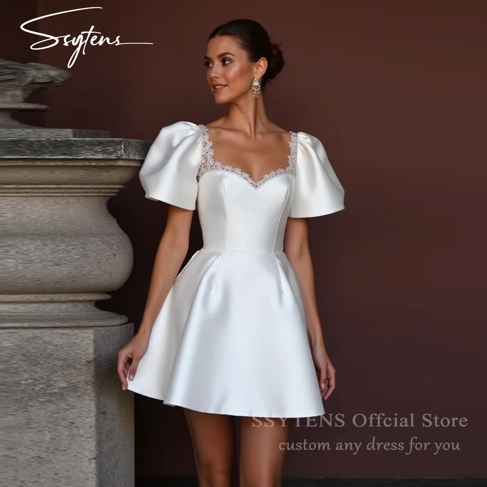 

SSYTENS Short Wedding Dresses Customized Mini Bride Gowns Above Knee Formal Party Bridal Dresses свадебное платье