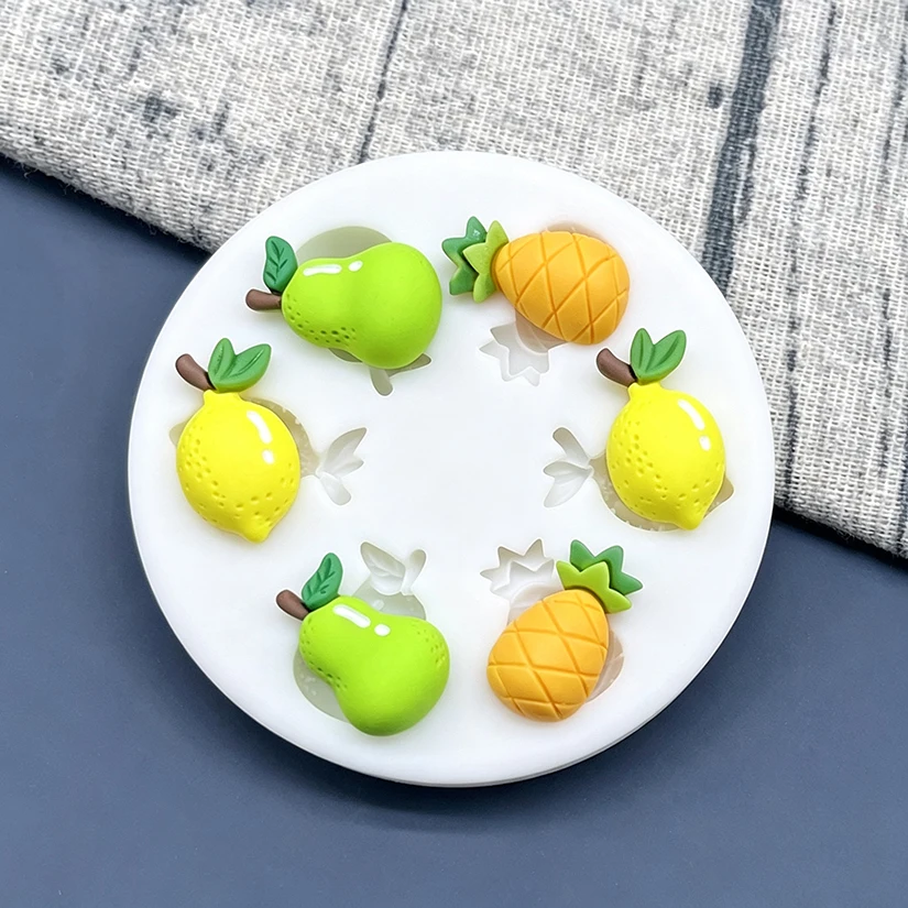 Ananas-, Birnen- und Zitronen-Silikonform für Zuckerkunst, Harzwerkzeuge, Schokoladen-Cupcake-Backform, Fondant-Kuchendekorationswerkzeuge – Detail 3