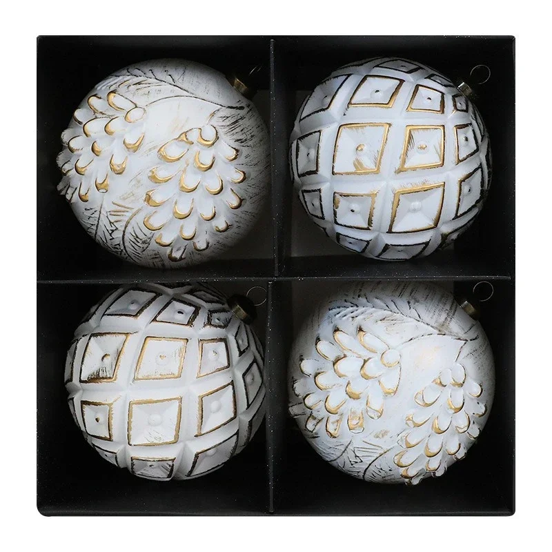 Retro Luxury Christmas Ball 4PCS-10CM Red Green Christmas Tree Hanging Pendants Special-shaped Christmas Spheres