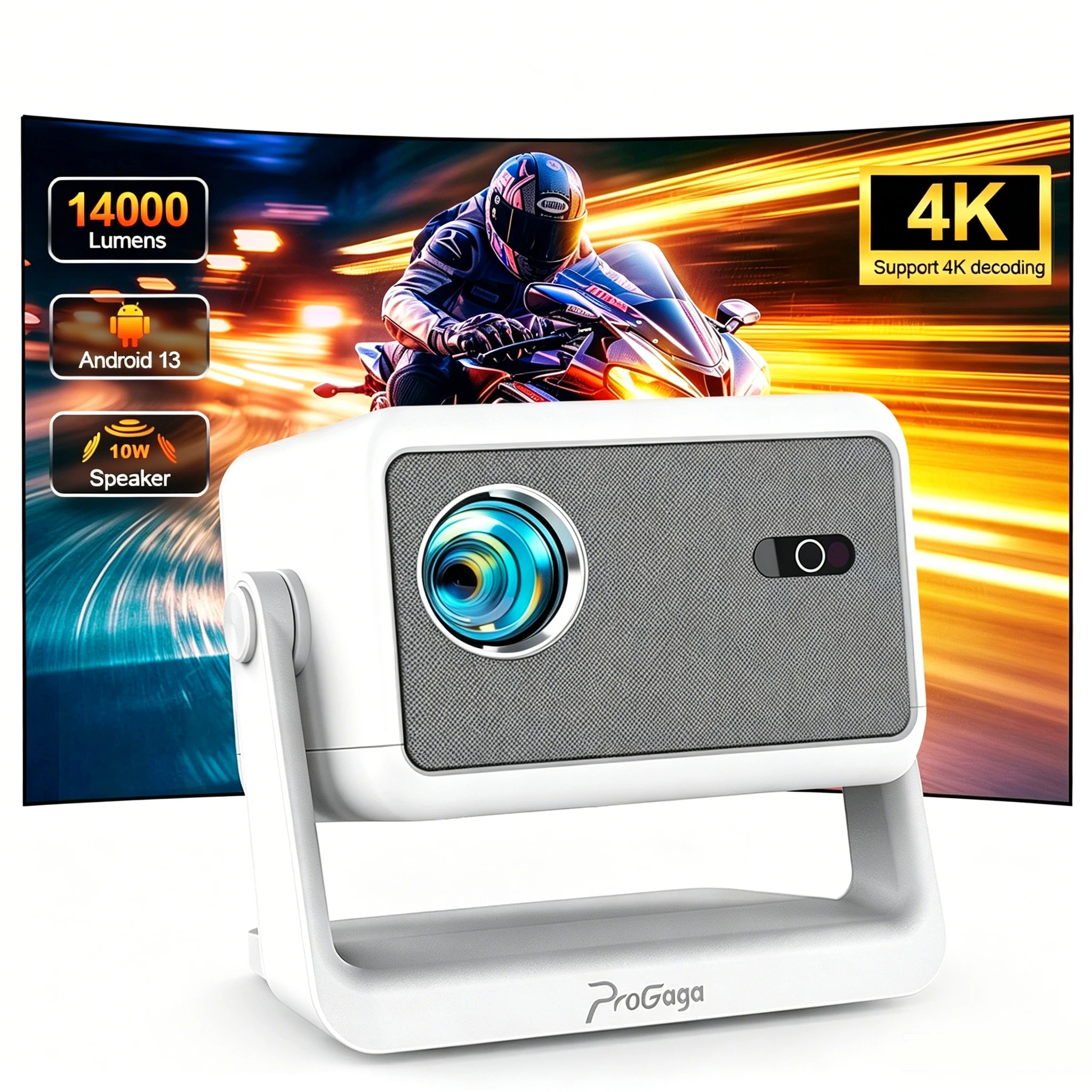 Projecteur portable 4k PG370Max 14000 Lumens 1080P, projecteur à faisceau 10W avec haut-parleur HIFI, projecteurs home cinéma pour films, projecteur haute résolution PG370 Max