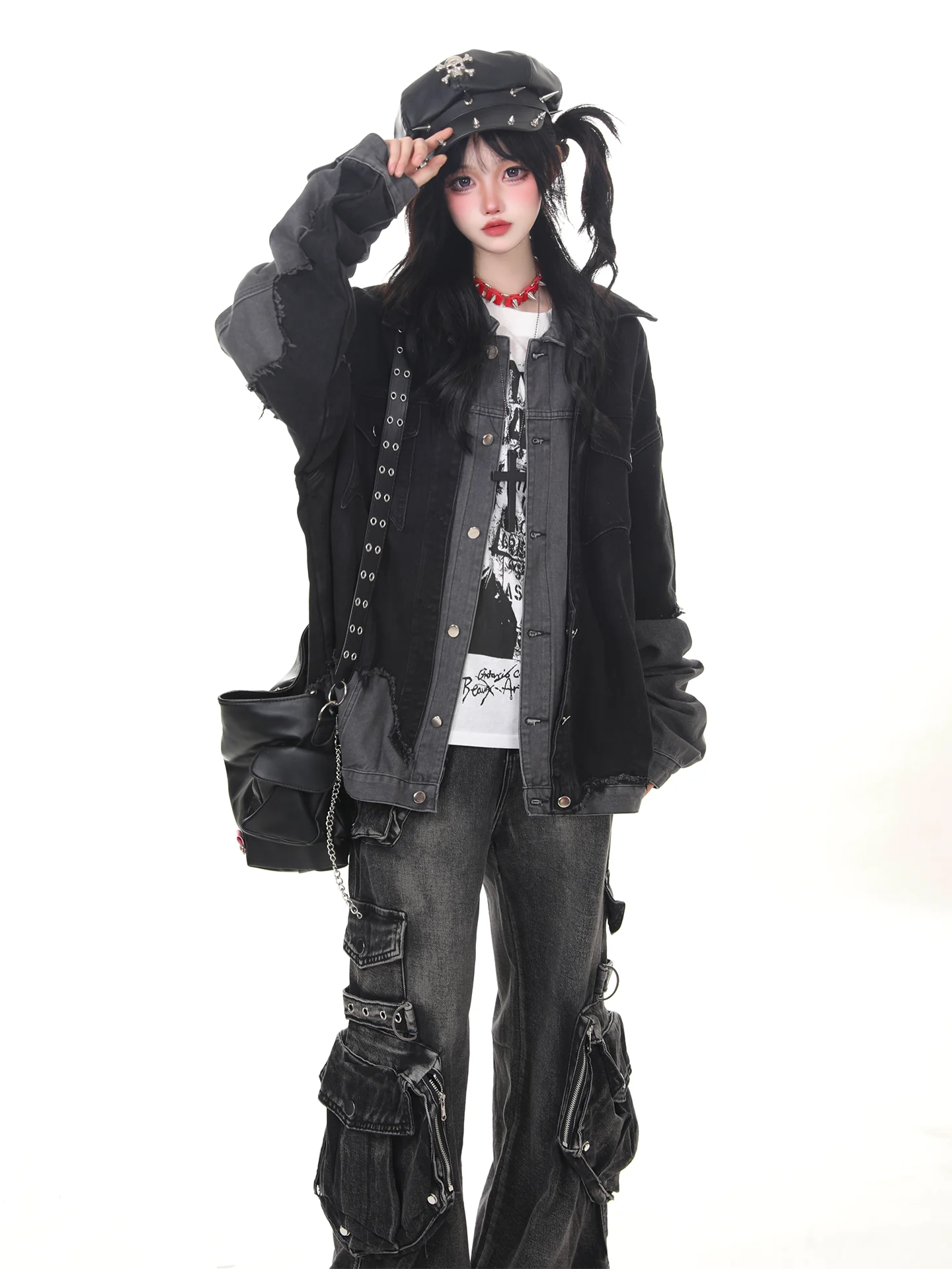 النمط الأمريكي موضة ريترو المتعثرة الدنيم سترة للجنسين فضفاضة عادية واحدة الصدر تنوعا سترات قصيرة النساء الخريف #2