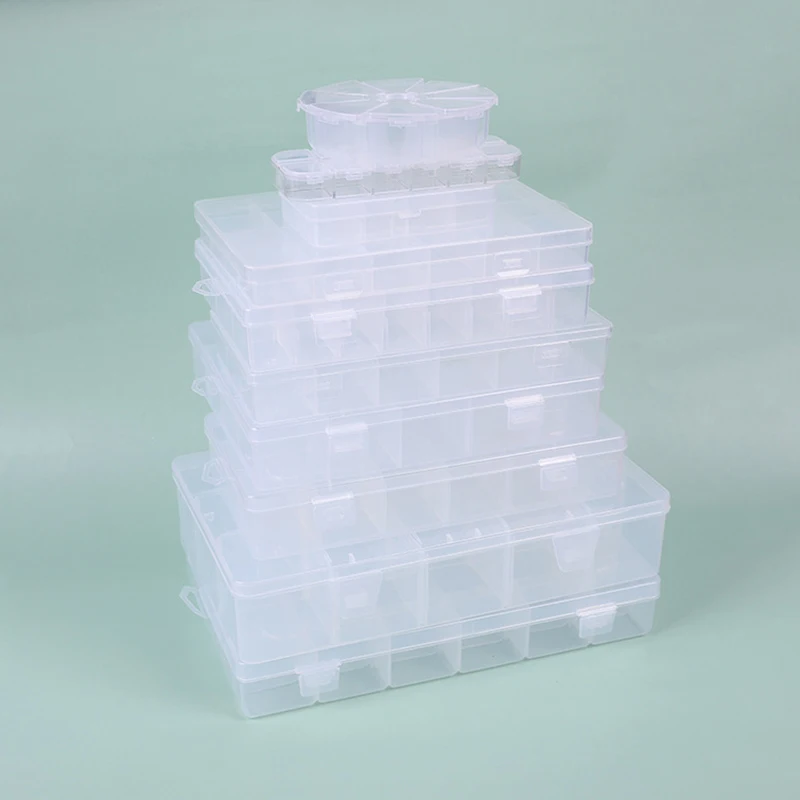 Practical 24 Grid Compartment Plastic Transparent Storage Box Jewelry Earring Bead Screw Holder Case Display Organizer Container