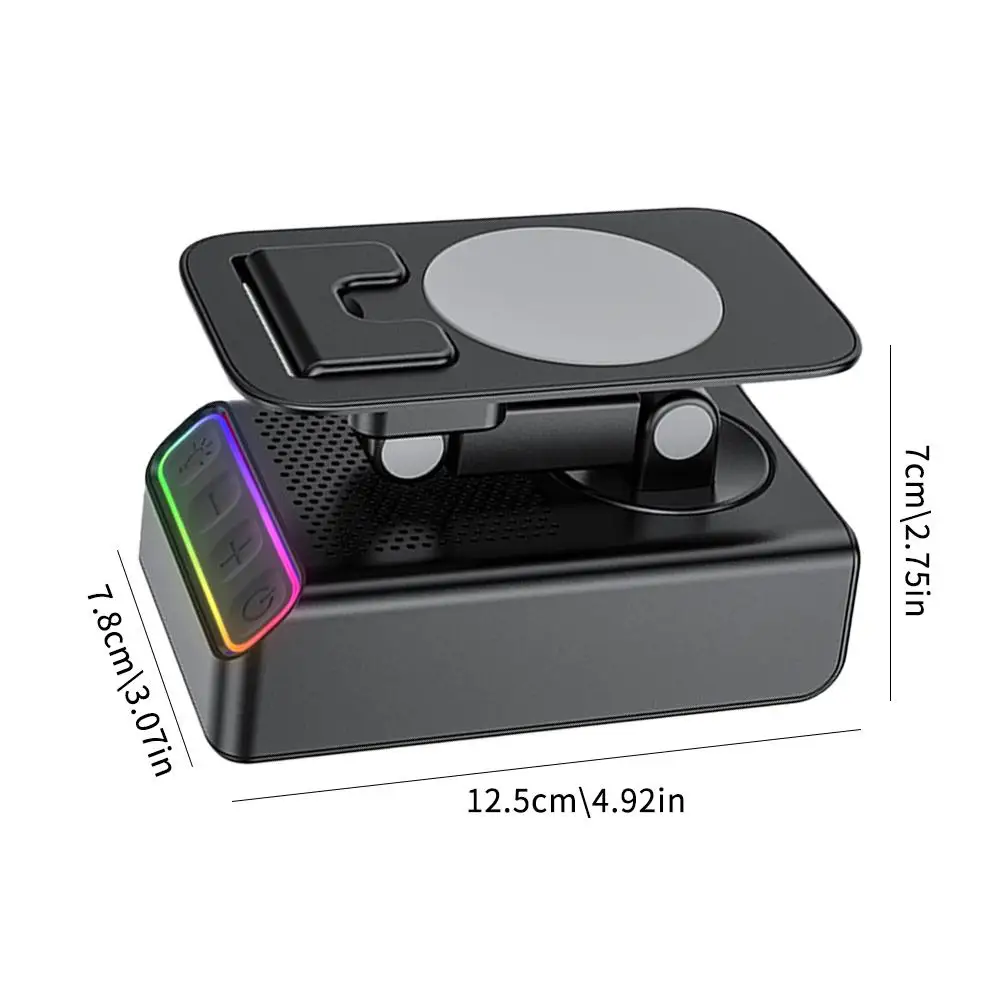 Adjustable Cell Phone Stand With Wireless Induction Bluetooth Speaker Wireless Audio Bluetooth Speaker Foldable Holder