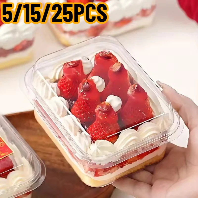 5/15/25PCS Disposable Transparent Dessert Packaging Box Thousand Layer Cake Egg Tart Mousse Cake Box Wedding Party Supplies