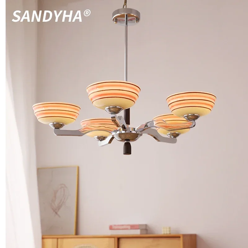 

Nordic SANDYHA Living Room LED Pendant Light Ancient Residential Dining Room Master Bedroom Villa Decor Glass Lighting Fixtures