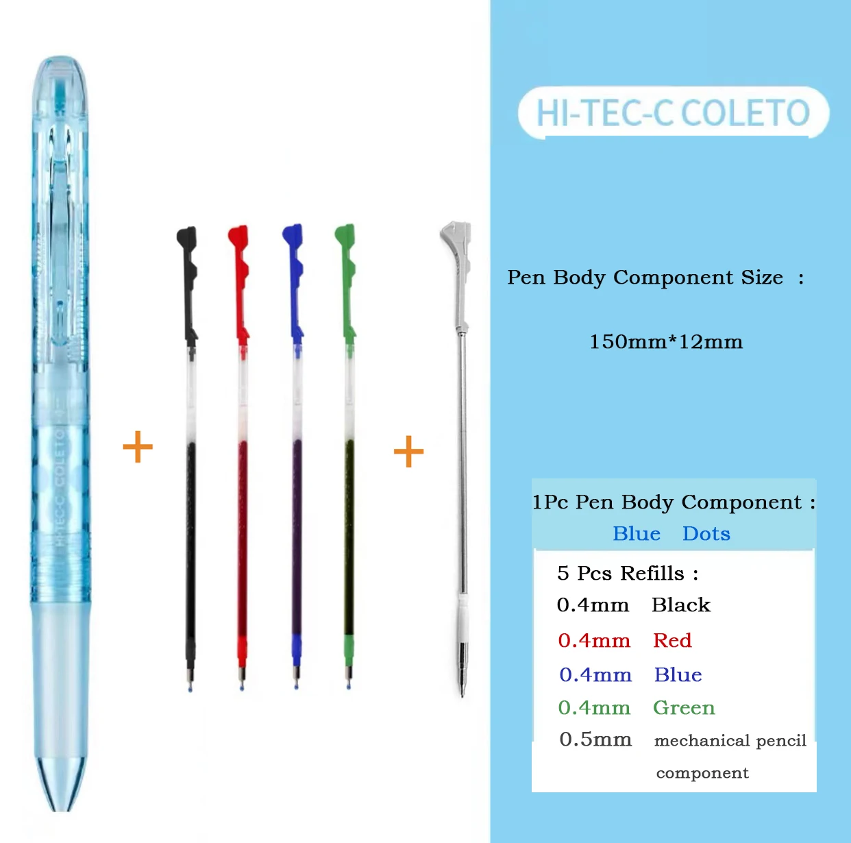 Pilot  Coleto 4/5 Multifunction Modular Gel Pens Empty Case  And 0.4mm-Gel Multi Pen Refill  0.5mm-Mechanical Pencil Component