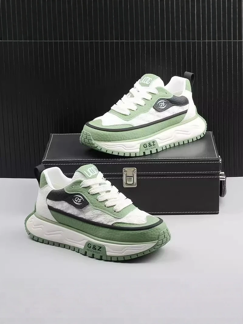 Men's Fashion Sports Casual Shoes Thick Bottom Heightening Unique Design Dad Shoes Youth Vitality Style Mesh Inner Material