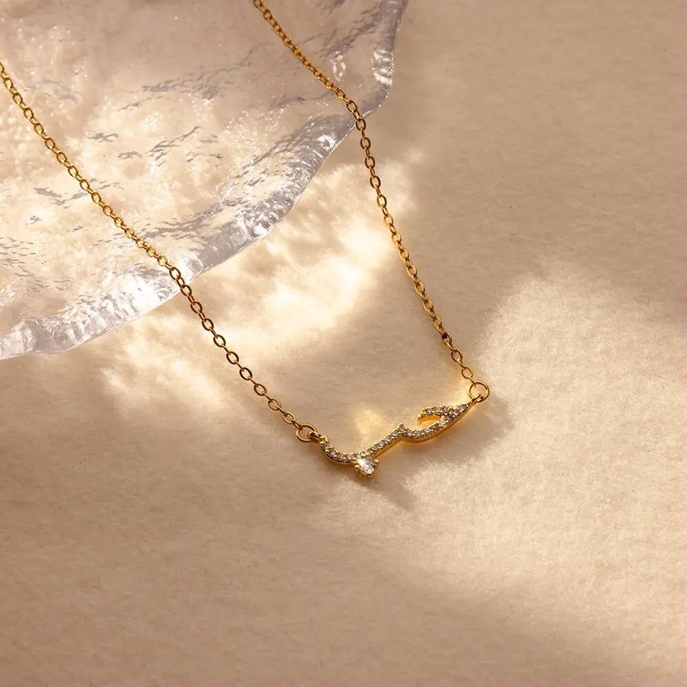 Personalized Arabic Love Letter Pendant Necklace For Women Gold Color Stainless Steel Clavicle Chain Fashion Islamic Jewelry