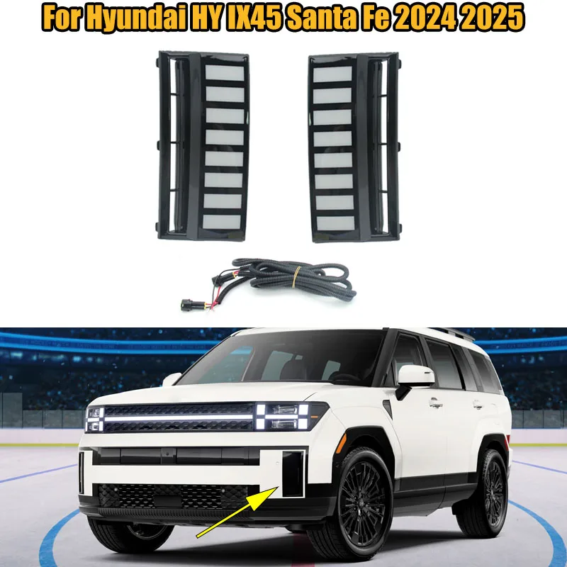 

1 Set Front Bumper Fog Lights Foglight Turn Signal Lamp Daytime Running Lights Assembly For Hyundai HY IX45 Santa Fe 2024 2025