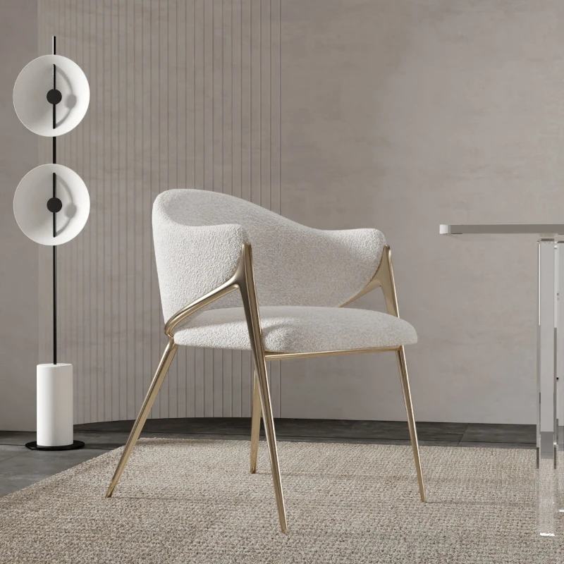 

Luxury Stainless Steel Base Fabric Hotel Living Room Furniture New Modern Furniture Light Chair