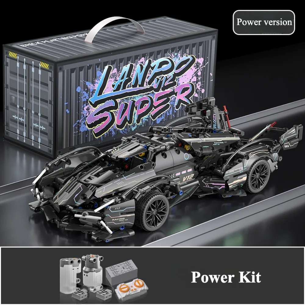 مكعبات بناء سيارة رياضية فائقة السرعة تقنية 1:14 تجميع ألعاب الطوب الخارقة ذاتية الصنع لهدايا عيد الميلاد للأطفال والكبار