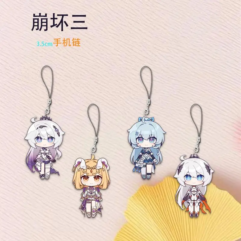 Game Honkai Impact 3rd Kiana Valkyrie Metal Acrylic Cellphone Strap Lanyards For Mobile Phone Case Keychain Key Chain Cover Hang