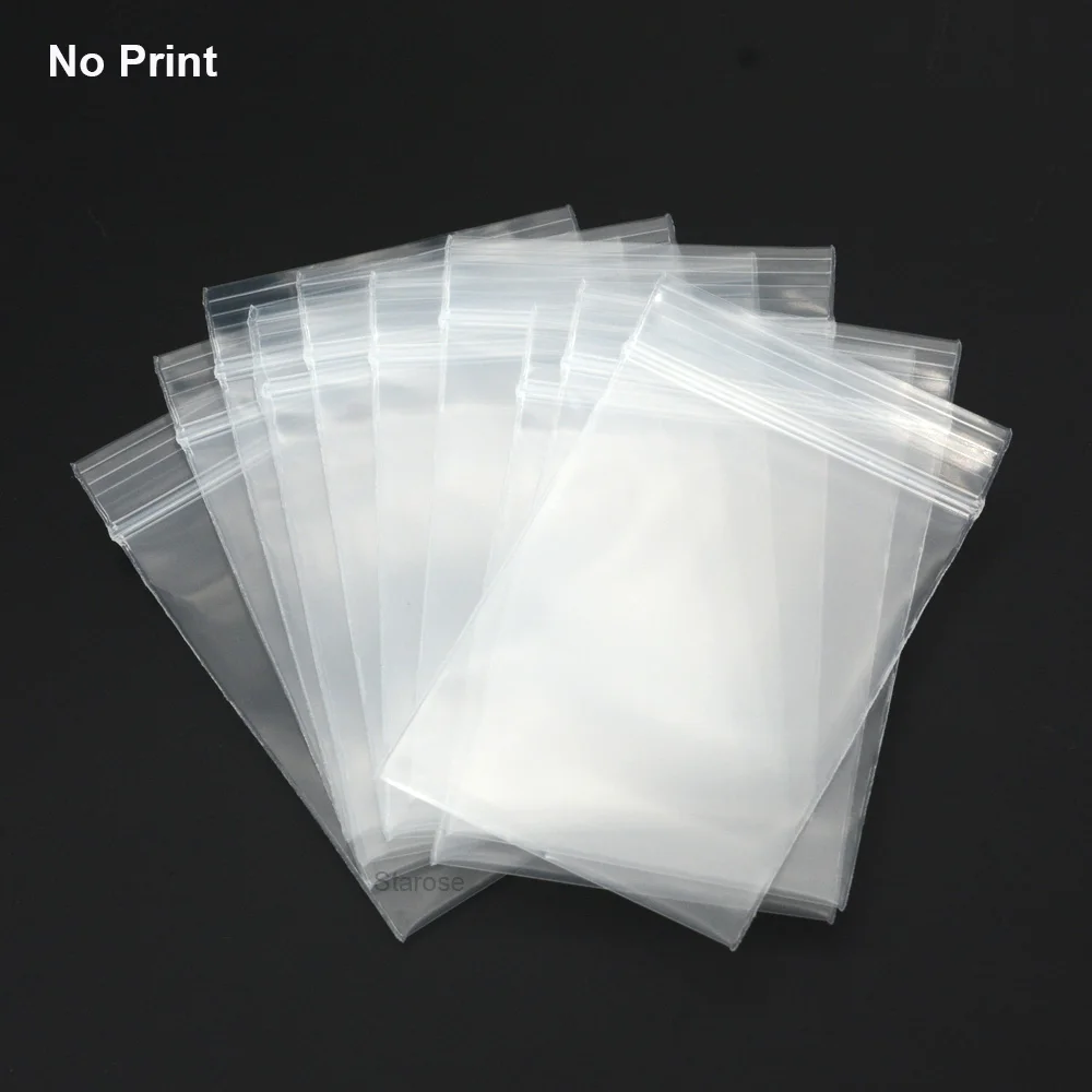 Starose 100Pcs New Print Black Light Plastic Bags Ziplock 6x4cm Clear Bags for Ring Piercing Jewelry Packaging Thickness 0.07mm