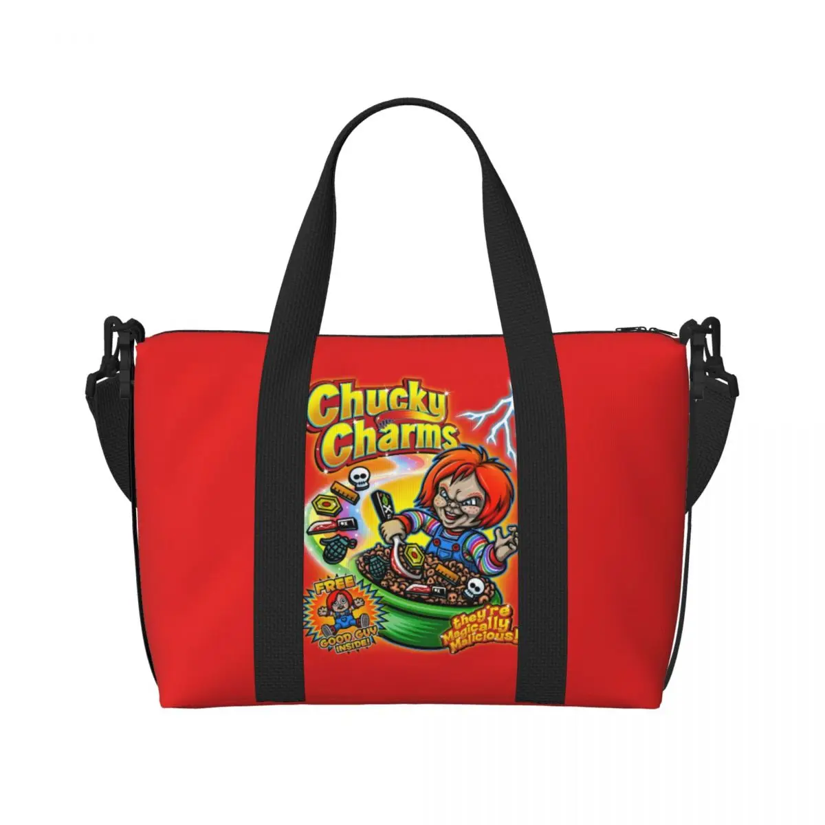 

Custom Child's Play Chucky Tote Bag Women Large Capacity Horror Film Gym Beach Shoulder Travel Bag