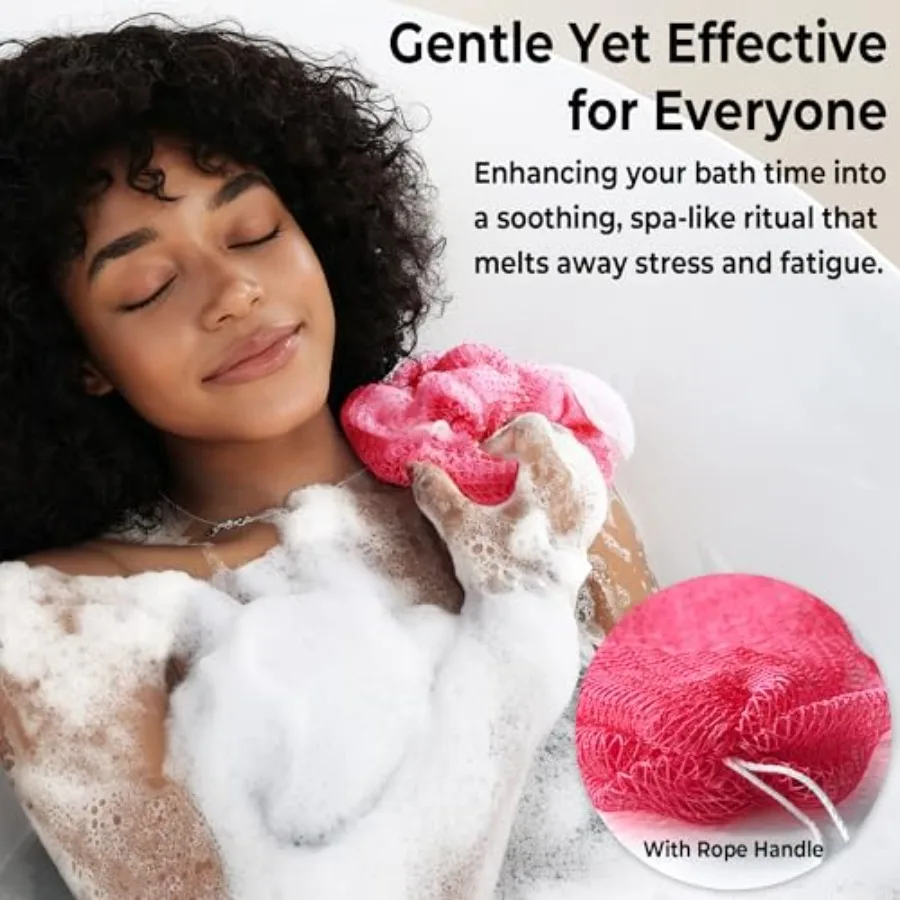 African Net Sponge Authentic - 2 Pieces Exfoliating Body Scrubber Bath Sponge - Loofah Washcloth Back Scrub for Shower Body Exf view 4