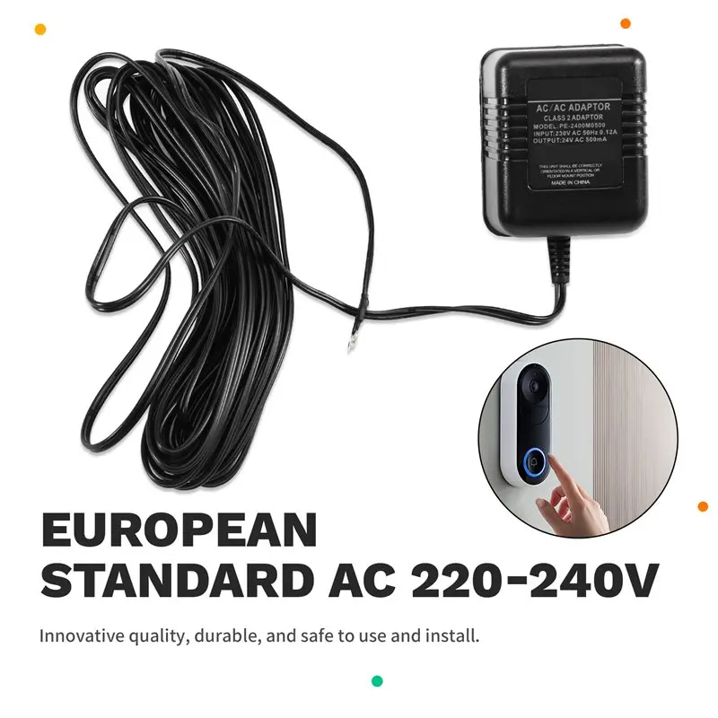 M52K-Doorbell Transformer 24V 500Ma, AC Power Adapter For Ring Doorbell& Thermostat, 8M(315