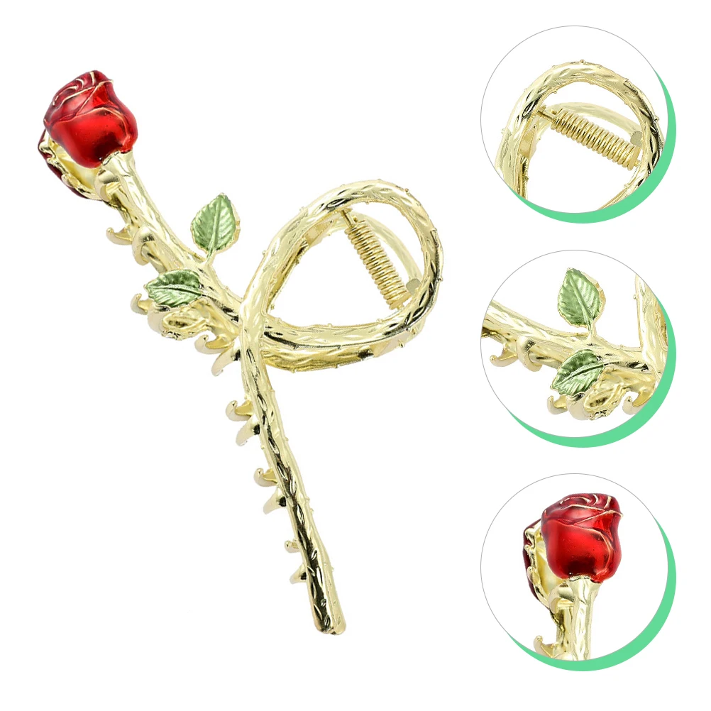 

Rose Hair Claw Clip Metal Flower Jaw Barrette for Women Vintage Rose Design Non-Slip Hair Accessories Elegant Daily Wear Party