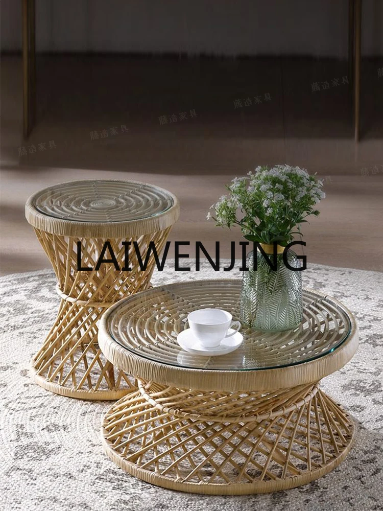 RWJ Handmade Nordic Hourglass Ins Rattan round Table B & B