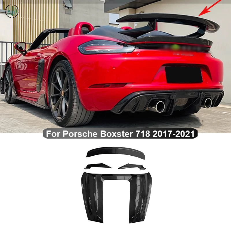 Carbon Fiber Car Rear Trunk Spoiler Rear Wing Tail Wing Parts Upgrade Body kit For Porsche Boxster 718 2017-2021