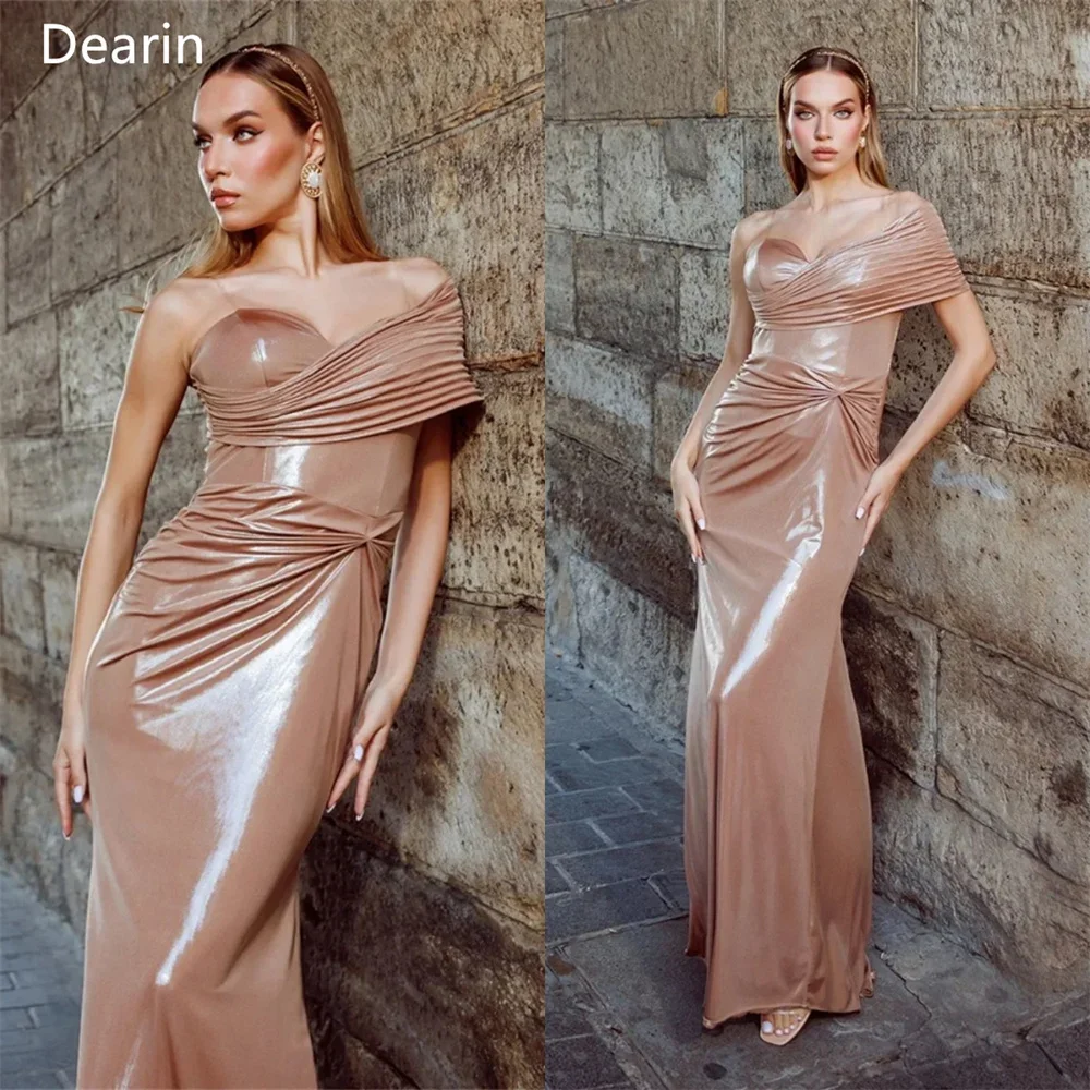 Customized Prom Dress Women Formal Dearin One Shoulder Column Floor Length Skirts Ruffle Knot Bespoke Occasion Dresses Evening G