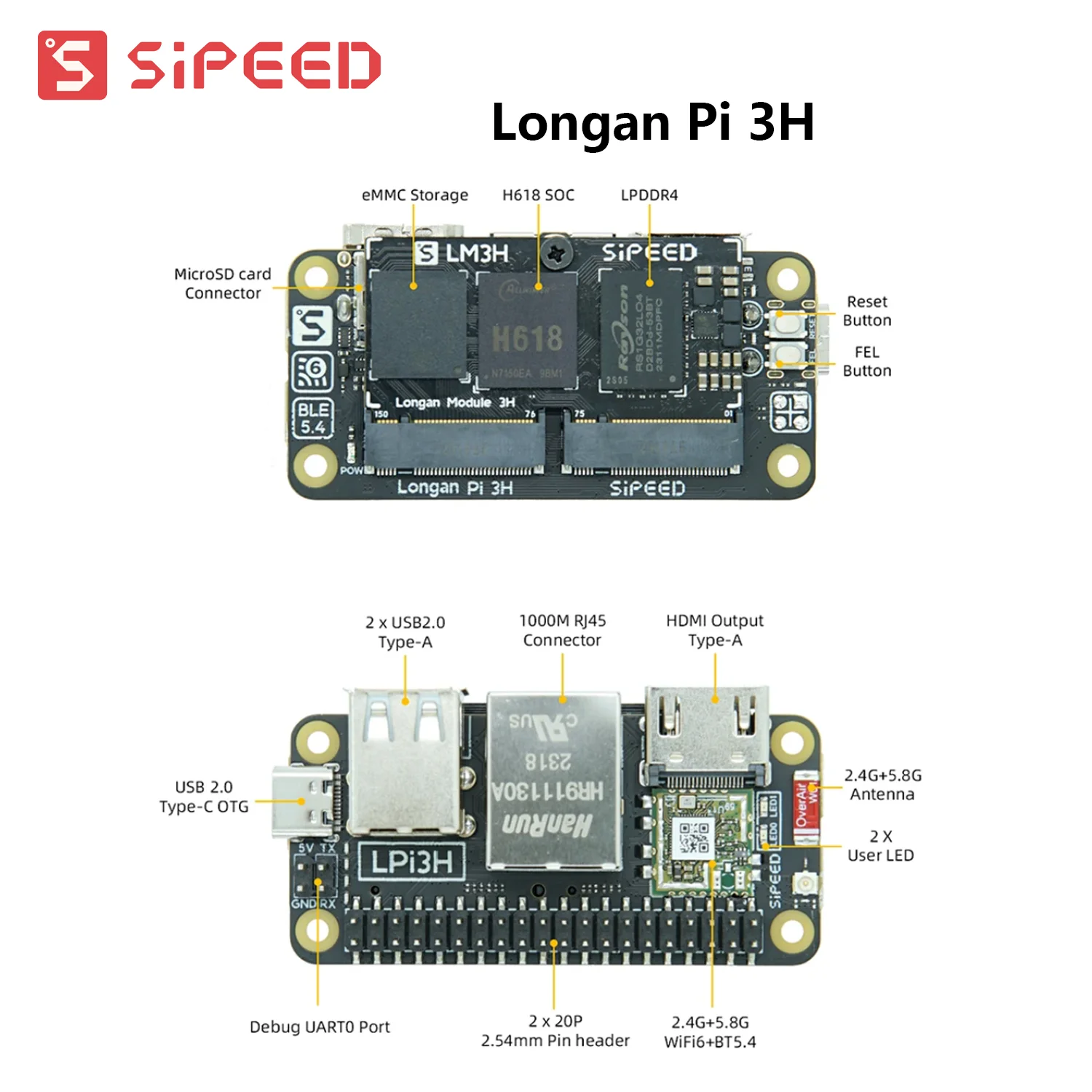 Sipeed Longan Pi3H Allwinner H618 Development Board 4K TV Box WIFI6 LPi3H