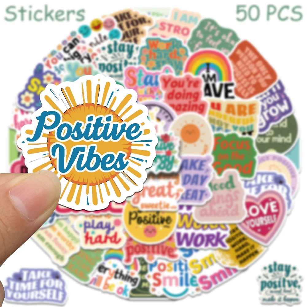 50pcs Positive Affirmation Stickers Decals For Laptop Notebook Luggage Guitar Helmet DIY Aesthetic Stickers Kids Creative Gifts