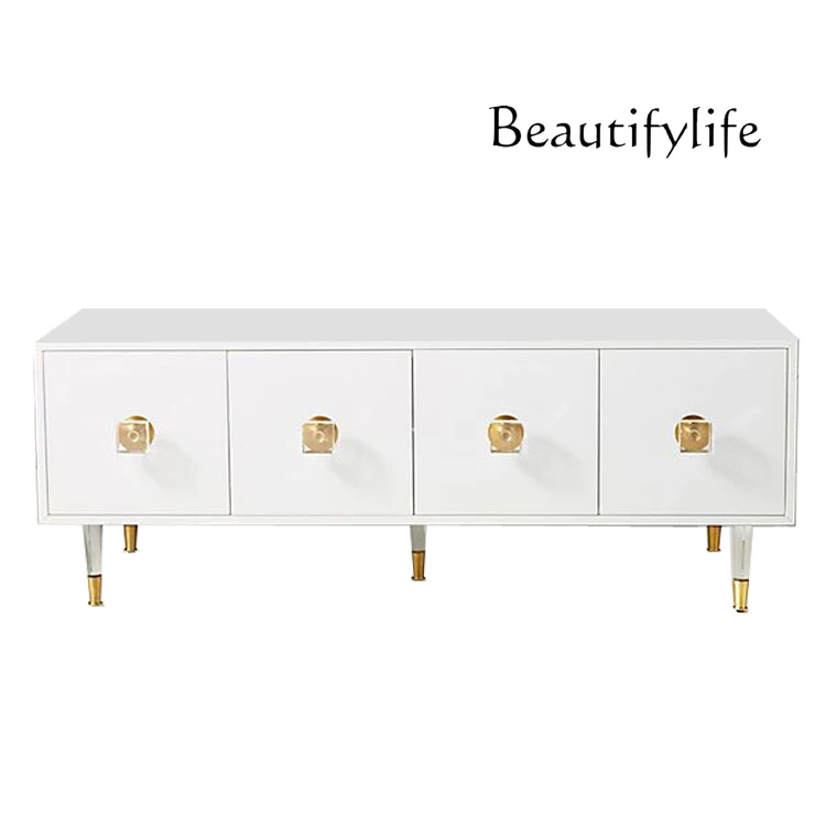 

Nordic modern simple American pastoral light luxury white custom lengthened retro four-door TV cabinet