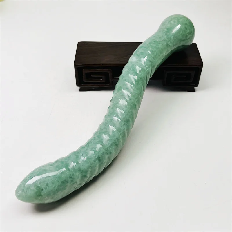 Large Size Natural Green Strawberry Quartz Crystal Massage Penis Wand Gemstone Yoni Women Health Smooth Polished Fengshui 21cm