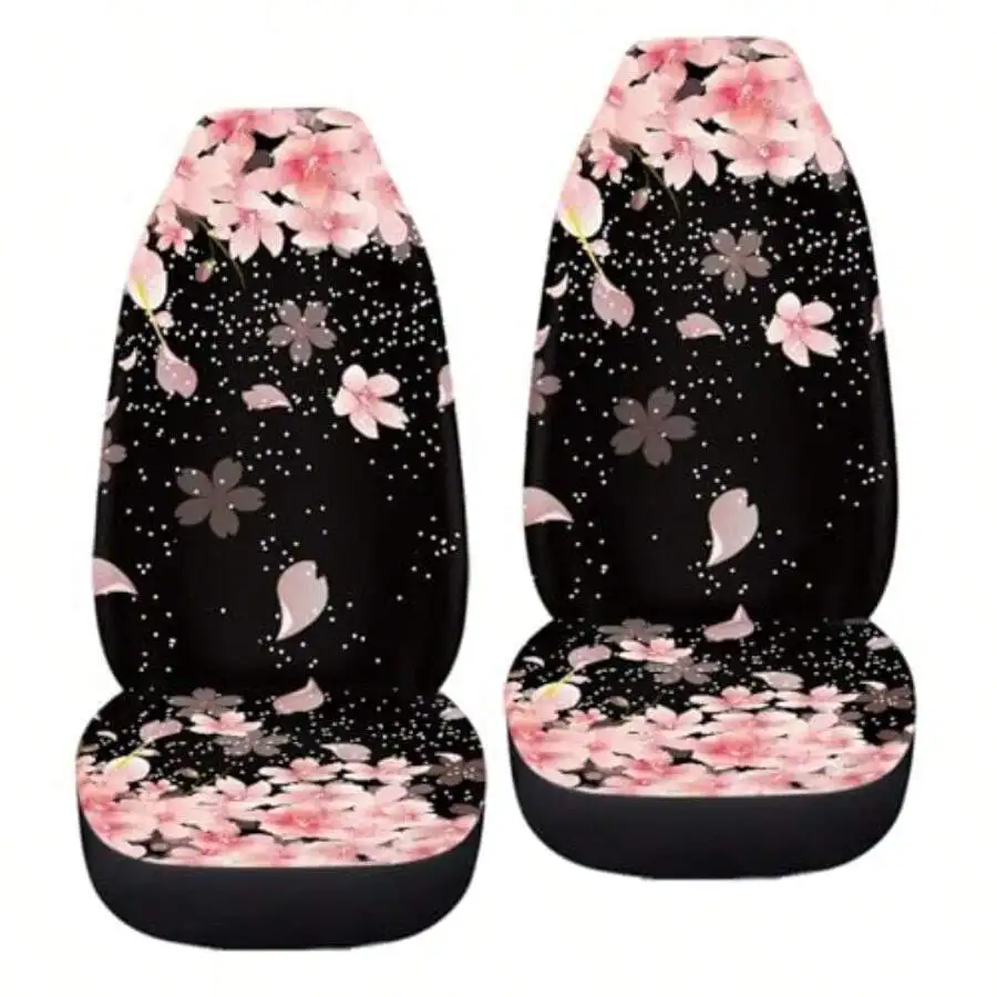 

Cherry Blossom Print Car Seat Covers Breathable High Back Universal Fit For Cars SUVs Sedan Truck Van