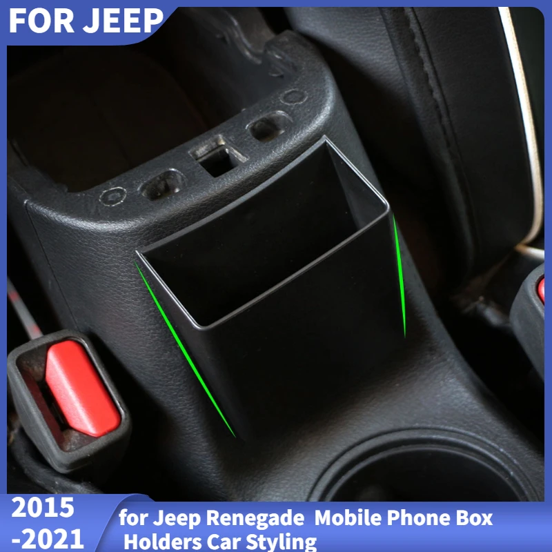 ABS Car Interior Armrest Storage Box for Jeep Renegade 2015-2022 Mobile Phone Box Holder Car-Styling