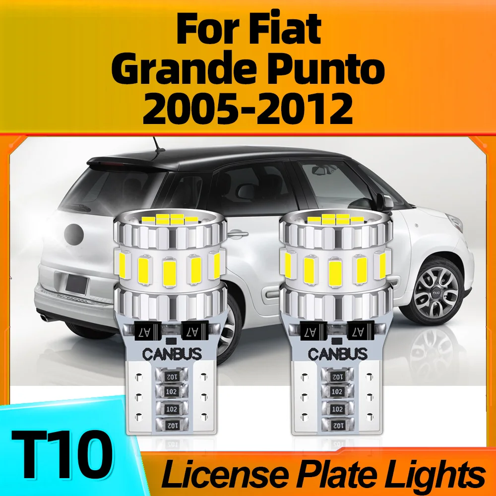 

2Pcs Super Bright White 6000K T10 W5W LED License Plate Lights 12V For Fiat Grande Punto 2005 2006 2007 2008 2009 2010 2011 2012