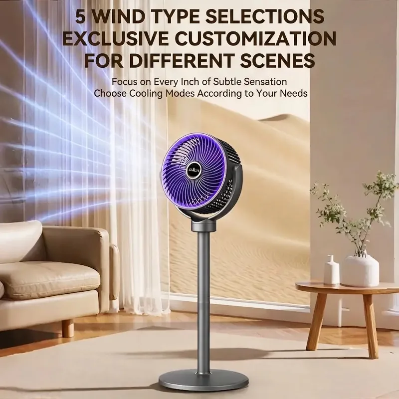 Foldable Standing Oscillating Fan USB Rechargeable Remote Control Desk Floor Fan Quiet Cooling for Home Office Dorm Bedroom