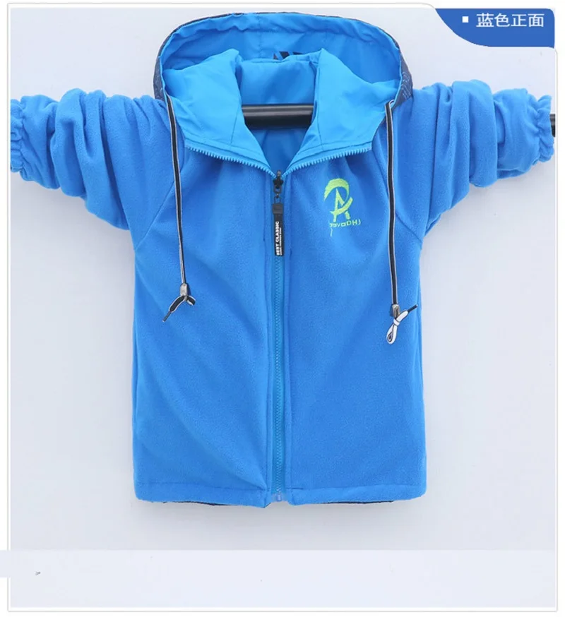 Children Outwear Boys Coats Autumn Sport Warm Wear on Both Sides Teenage Jacket For Boys Fleece Windbreaker WindProof Jacket Kid