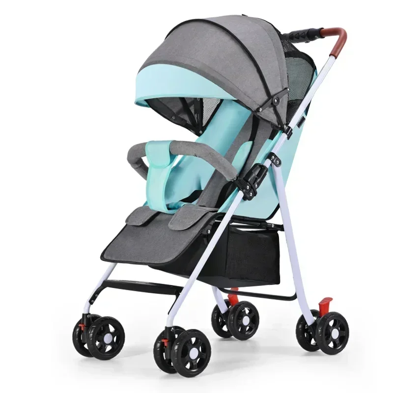 

Wholesale Baby Stroller Lightweight Folding Can Sit Can Lie Down Children Baby Four-wheeled Stroller One-click Parking