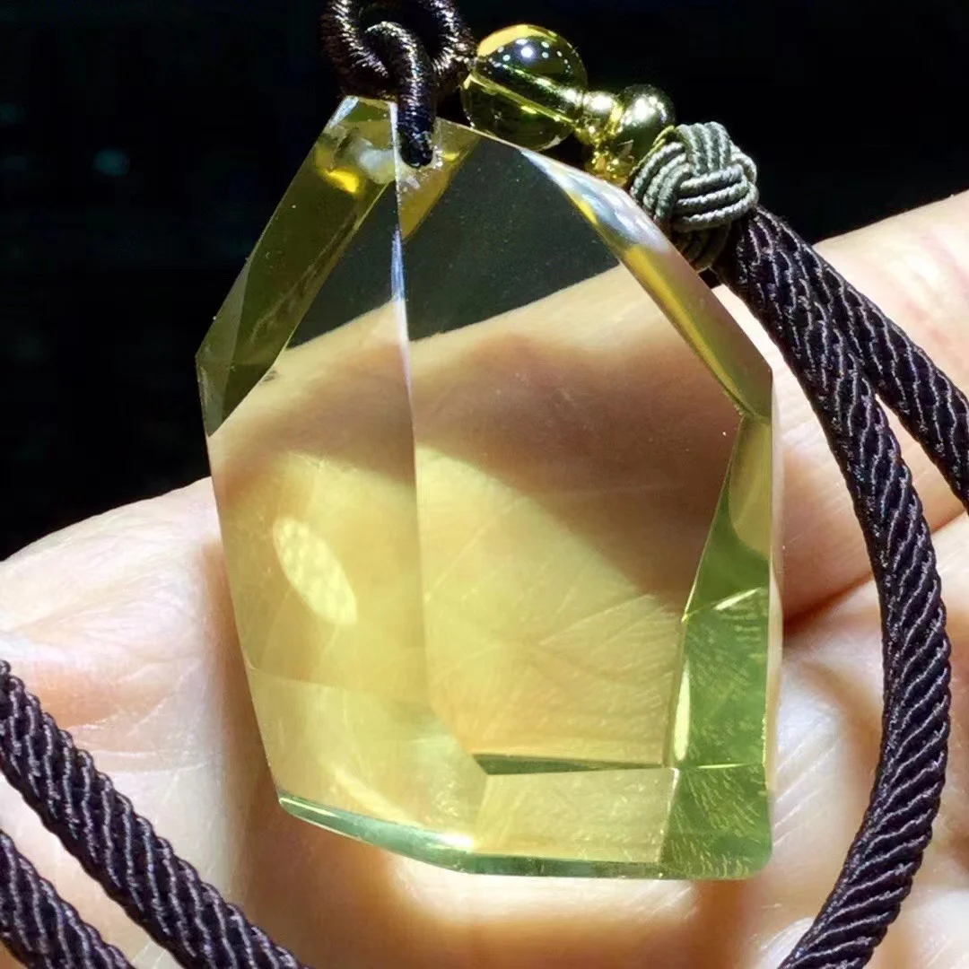 

Natural Yellow Citrine Quartz Pendant 42*27.5*15.5mm Faceted Bead Women Men Jewelry Citrine Wealthy Necklace AAAAA