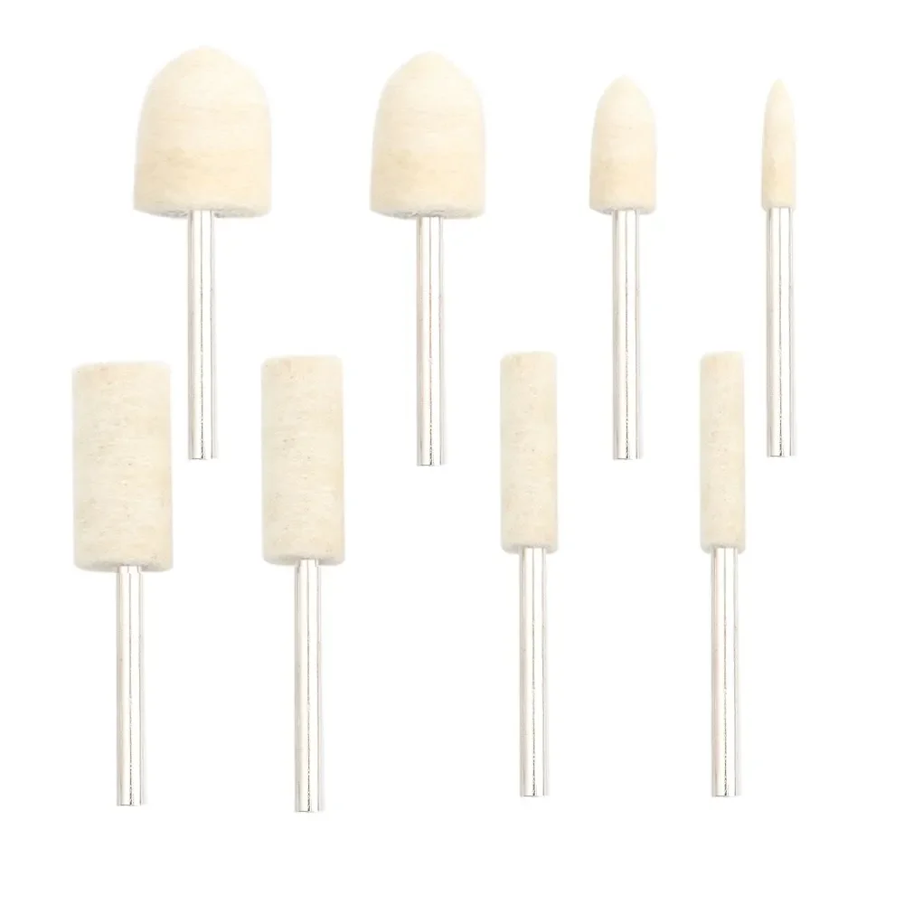 10pcs lã feltro montado polimento roda od 4-10mm cabeça de moagem para dremel broca ferramenta giratória 3mm haste