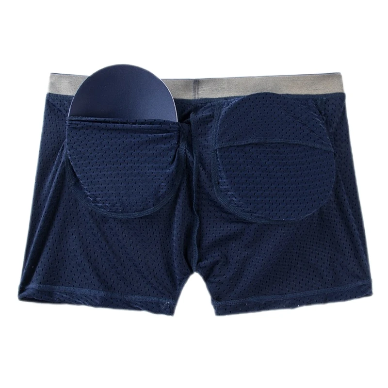 HaleyChan-Calzoncillos Bóxer de malla larga para hombre, ropa interior Sexy de elevación de cadera, con almohadilla de esponja, 1