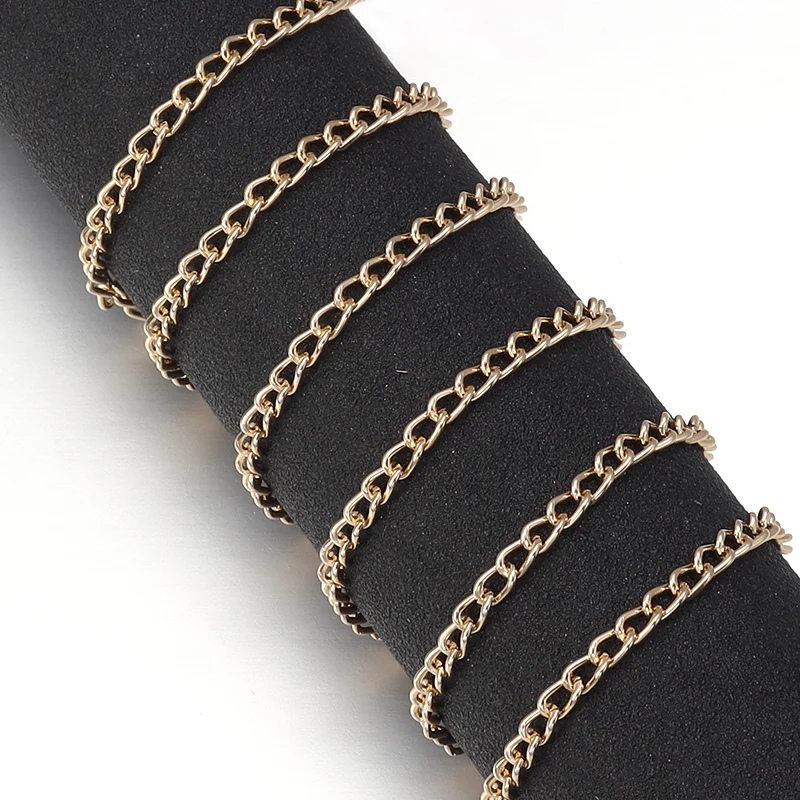 5 Yards/Roll Aluminum Twist Chains Gold Silver Color O-Shaped Link Chain for DIY Jewelry Necklace Making Clothing Bag Accessory