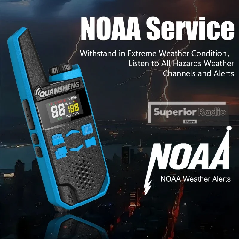 QUANSHENG TG-FR1 PMR446 Walkie Talkie 16CH License Free FRS 22 Channels Two Way Ham Radio USB-C Rechargeable for Skiing Hiking