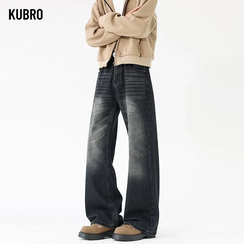 Retro Men Flared Jeans Washed Loose Fit Casual Men's Jeans Long Trouser American Style New Arrival Denim Pants For Man y2k pants