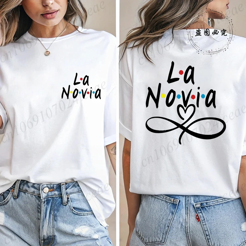 

Футболки La Novia для женщин и девочек Novia Bride, испанская латиноамериканская футболка для девичника, дизайн подружки невесты, женские топы, футболки