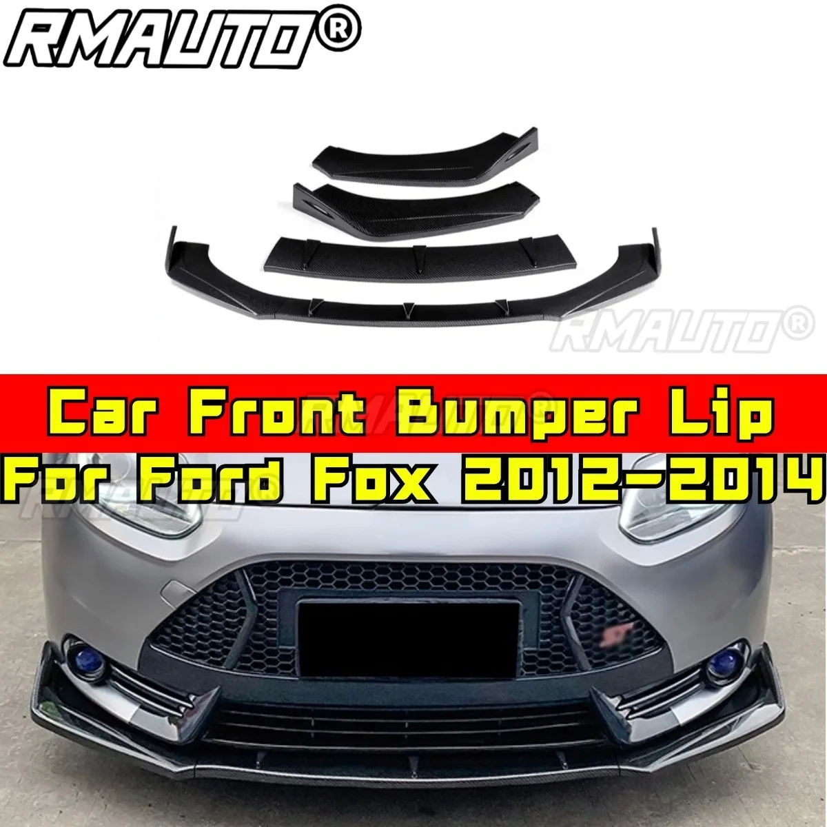 For Ford Fox Car Front Bumper Lip Splitter Diffuser Spoiler For Ford Fox 2012-2014 Bumper Guard Protector Car Accessories